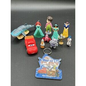 Disney Pixar Princess Cars & Nemo Figurines, Pvc with WDW keychain lot of 11
